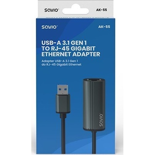 ADAPTADOR USB-A A ETHERNET RJ45 SAVIO AK-55-GK3 ADAPTADOR USB-A A ETHERNET RJ45 SAVIO AK-55