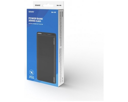 POWERBANK 20000 MAH SAVIO BA-05 NEGRO