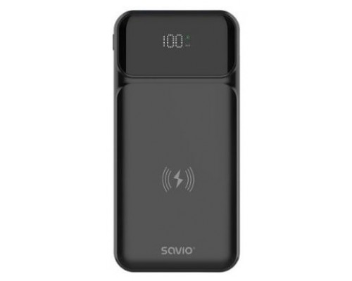 POWERBANK SAVIO BA-09 10000MAH QI CHARGING BLACK