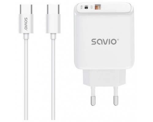CARGADOR SAVIO LA-10 30W WHITE CON CABLE