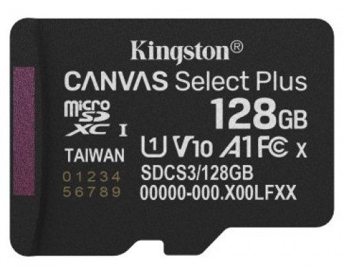 Kingston Technology 128GB micSDXC Canvas Select Plus Gen3 150R A1 (Adaptador de SD no incluido)