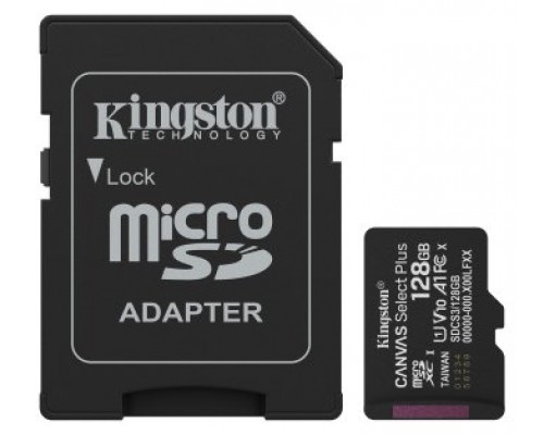 Kingston Technology 128GB microSDXC Canvas Select Plus Gen3 150MB/s A1 (Incluye adaptador de SD)