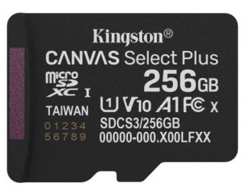 Kingston Technology 256GB micSDXC Canvas Select Plus Gen3 150R A1 (Adaptador de SD no incluido)