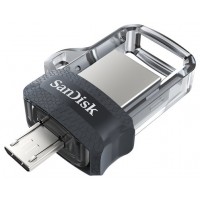 Sandisk Ultra Dual m3.0 unidad flash USB 32 GB USB Type-A / Micro-USB 3.2 Gen 1 (3.1 Gen 1) Negro, Plata, Transparente