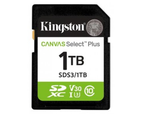 Kingston Technology 1 TB SDXC Canvas Select Plus Gen3 150 MB/s C10 UHS-I U3 V30