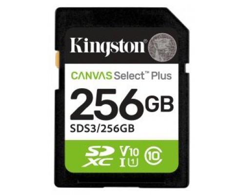 Kingston Technology 256 GB SDXC Canvas Select Plus Gen3 150 MB/s C10 UHS-I U1 V10