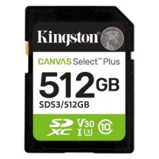 Kingston Technology 512 GB SDXC Canvas Select Plus Gen3 150 MB/s C10 UHS-I U3 V30