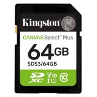 Kingston Technology 64 GB SDXC Canvas Select Plus Gen3 100 MB/s C10 UHS-I U1 V10