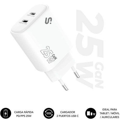 SUBBLIM CARGADOR GAN 25W CHARGER USB C+C