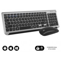 SUBBLIM Teclado con Ratón Bluetooth + 2.4G Combo Dual Prestige Extendido Gris/Negro