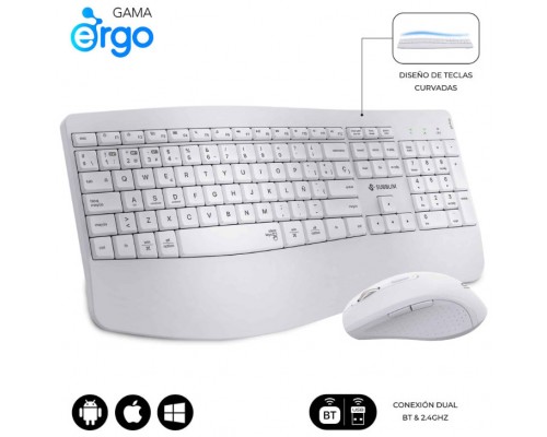 SUBBLIM Teclado con ratón COMBO DUAL OFFICE PROWAVE WHITE