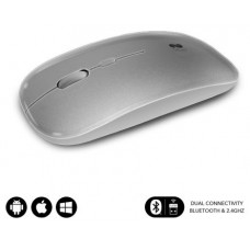 SUBBLIM Ratón Óptico Inalámbrico 2.4G y Bluetooth Dual Flat Mouse Recargable Plateado