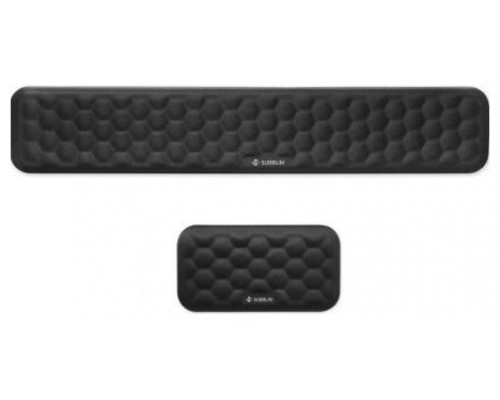 SUBBLIM Pack ERGO AIRPADDING Negro, Reposamuñecas Teclado + Ratón, Espuma viscoelástica 65 D, Tejido AirMesh transpirable, Base antideslizante, Diseño ergonómico para oficina y gaming
