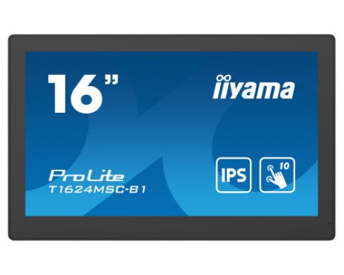 iiyama T1624MSC-B1 pantalla de señalización Panel plano interactivo 39,6 cm (15.6") IPS 450 cd / m² Full HD Negro Pantalla táctil 24/7