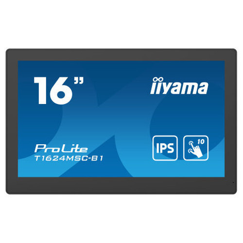 MONITOR IIYAMA 15,6" PCAP BEZEL FREE FRONT, 10P TOUCH, 1920X1080, HDMI, 385CD/M2 (WITH TOUCH), 800:1, USB INTERFACE, SD-CARD, MEDIA PLAYER, EXTERNAL POWER ADAPTER, SPEAKERS, REMOTE CONTROL10P TOUCH WITH SUPPORTED OS (T1624MSC-B1)-MR53 MONITOR IIYAMA 15,6" PCAP BEZEL FREE FRONT, 10P TOUCH, 1920X1080, HDMI, 385CD/M2 (WITH TOUCH), 800:1, USB INTERFACE, SD-CARD, MEDIA PLAYER, EXTERNAL POWER ADAPTER, SPEAKERS, REMOTE CONTROL10P TOUCH WITH SUPPORTED OS (T1624MSC-B1)