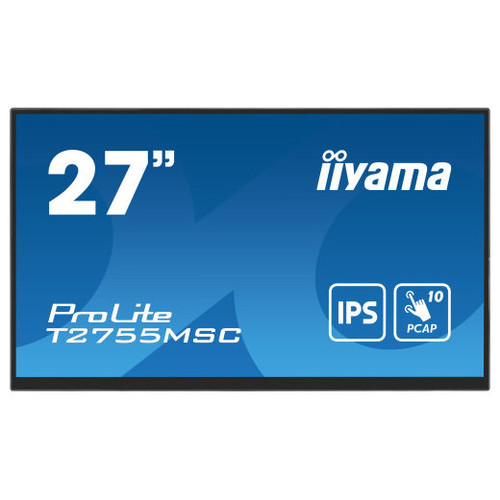 MONITOR IIYAMA 27" IPS BONDED PCAP 10P TOUCH, 1920X1080, FLAT BEZEL FREE GLASS FRONT, HDMI, DISPLAYPORT, 360CD/M², USB HUB 2X 3.2, SPEAKERS, BUILT-IN WEBCAM & MICROPHONE, BOOKSTAND (T2755MSC-B1)-MR58 MONITOR IIYAMA 27" IPS BONDED PCAP 10P TOUCH, 1920X1080, FLAT BEZEL FREE GLASS FRONT, HDMI, DISPLAYPORT, 360CD/M², USB HUB 2X 3.2, SPEAKERS, BUILT-IN WEBCAM & MICROPHONE, BOOKSTAND (T2755MSC-B1)