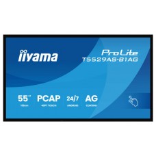 MONITOR IIYAMA 55" ALL-IN-ONE INTERACTIVE DISPLAY/ ANDROID 14 OS/ 3840X2160, 4K UHD PANEL, 2XHDMI + USB-C (DP-ALT), 450CD/M², USB TOUCH INTERFACE, 4GB RAM / 32GB STORAGE, RS232C,  USB 2X 2.0, LAN, WIFI, 24/7 OPERATION, IISHARE, (T5529AS-B1AG)