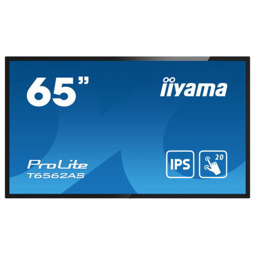 iiyama T6562AS-B1 pantalla de se&ntilde;alizaci&oacute;n Panel plano interactivo 163,8 cm (64.5") IPS 500 cd / m&sup2; 4K Ultra HD Negro Pantalla t&aacute;ctil Procesador incorporado Android 8.0 24/7