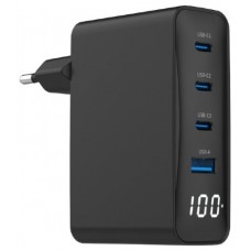 CARGADOR RAPIDO GEMBIRD USB GAN DE 4 PUERTOS 100 W LCD NEGRO