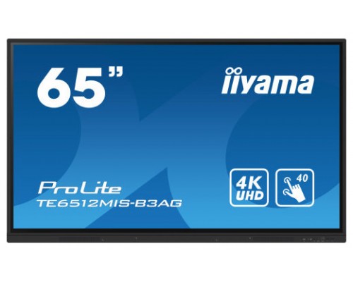 iiyama TE6512MIS-B3AG pantalla de señalización Diseño de quiosco 165,1 cm (65") LCD Wifi 400 cd / m² 4K Ultra HD Negro Pantalla táctil Procesador incorporado Android 11 24/7