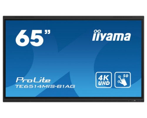 iiyama TE6514MIS-B1AG pantalla de señalización Panel plano interactivo 165,1 cm (65") LCD Wifi 435 cd / m² 4K Ultra HD Negro Pantalla táctil Procesador incorporado Android 24/7