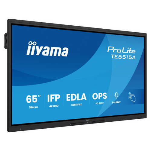 IIYAMA 65" STYLISH IFP, (EDLA)/ANDROID 14,8 CORE SOC, 8/128GB, 40-PTS, UHD VA, NFC, PIR , MM 2X20W +20W SBUW, 8-ARRAY MICRO, 2XHDMI, HDMI-OUT, DP, USB-C100W PD/ MINI-JACK / OPT.OUT, 550CD/M2, L/S MODE, AG GLASS, LAN, WIFI6, BT5.0/IIWARE, PC SLOT,600-MR236 IIYAMA 65" STYLISH IFP, (EDLA)/ANDROID 14,8 CORE SOC, 8/128GB, 40-PTS, UHD VA, NFC, PIR , MM 2X20W +20W SBUW, 8-ARRAY MICRO, 2XHDMI, HDMI-OUT, DP, USB-C100W PD/ MINI-JACK / OPT.OUT, 550CD/M2, L/S MODE, AG GLASS, LAN, WIFI6, BT5.0/IIWARE, PC SLOT,600