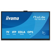 PANTALLA INTERACTIVA 75" EDLA, ANDROID 14, 8/128GB UHD IPS, MM 2X 20W  + 20W SUBWR, 2X HDMI, DP , 2X USB-C,  450CD/M, HORIZ , MEDIA PLAY USB PORTS, ANTIGLARE, LAN, RS232C, IIWARE WIFI-6/BT 5.0, OPS SLOT, VESA 400X400 (MOUNT INCLUDED) (TE7513A-B1AG)