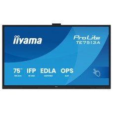 PANTALLA INTERACTIVA 75" EDLA, ANDROID 14, 8/128GB UHD IPS, MM 2X 20W  + 20W SUBWR, 2X HDMI, DP , 2X USB-C,  450CD/M, HORIZ , MEDIA PLAY USB PORTS, ANTIGLARE, LAN, RS232C, IIWARE WIFI-6/BT 5.0, OPS SLOT, VESA 400X400 (MOUNT INCLUDED) (TE7513A-B1AG)