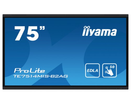 iiyama PROLITE TE7514MIS-B2AG Pantalla plana para señalización digital 190,5 cm (75") LCD Wifi 435 cd / m² 4K Ultra HD Negro Pantalla táctil Procesador incorporado Android 24/7