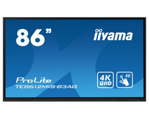 iiyama TE8612MIS-B3AG pantalla de señalización Diseño de quiosco 2,18 m (86") LCD Wifi 400 cd / m² 4K Ultra HD Negro Pantalla táctil Procesador incorporado Android 11 24/7