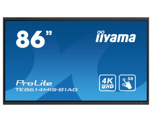 iiyama TE8614MIS-B1AG pantalla de señalización Panel plano interactivo 2,17 m (85.6") LCD Wifi 435 cd / m² 4K Ultra HD Negro Pantalla táctil Procesador incorporado Android 24/7