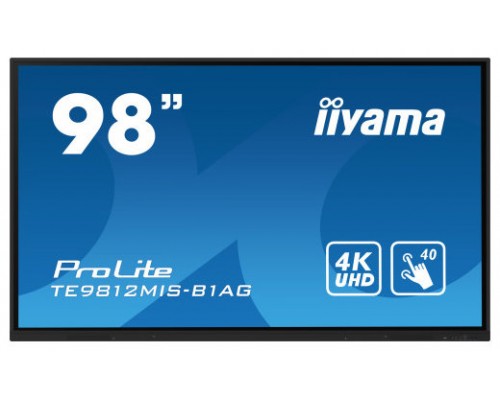 iiyama PROLITE Pizarra de caballete digital 2,49 m (98") LED Wifi 400 cd / m² 4K Ultra HD Negro Pantalla táctil Procesador incorporado Android 24/7