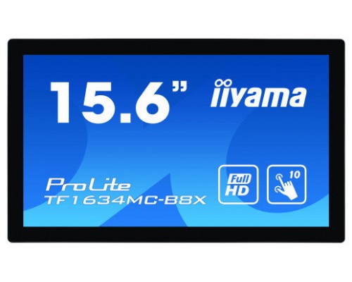 iiyama ProLite TF1634MC-B8X monitor pantalla táctil 39,6 cm (15.6") 1920 x 1080 Pixeles Multi-touch Multi-usuario Negro