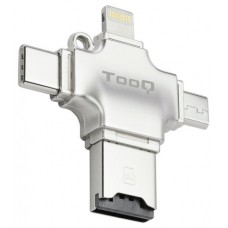 TooQ TQR-4001 lector de tarjeta USB Type-A/USB Type-C/Micro-USB/Lightning Plata