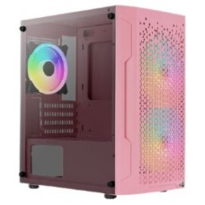 Aerocool TRINITYMINIPKV3 Caja Gaming Micro ATX Cristal Templado 3xVentiladores RGB Rosa