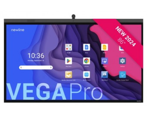 NEWLINE MONITOR INTERNATIVO VEGA (TT-8624Z) 86", ANDROID 13, CAPACITIVO P-CAP, CAMARA 4K, 8 MIC, MULTI USUARIO, 2X20W+SUB15W, WIFI 6 + BL, USB-C 100W, 8GB Y 128GB, 32 PT, NEWLINE APPS, OPS PC Y  SDM OPCIONAL, 5 A&Ntilde;OS DE GARANTIA ON SITE