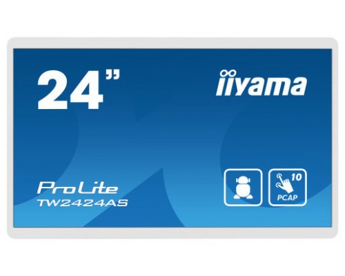 iiyama TW2424AS-W1 pantalla de señalización Pantalla plana para señalización digital 60,5 cm (23.8") Wifi 250 cd / m² 4K Ultra HD Negro Pantalla táctil Procesador incorporado Android 24/7