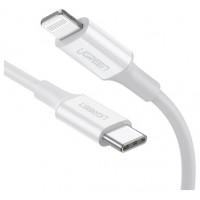 CABLE UGREEN USB-C A LIGHTNING MFI 1M WHITE-2GK CABLE UGREEN USB-C A LIGHTNING MFI 1M WHITE