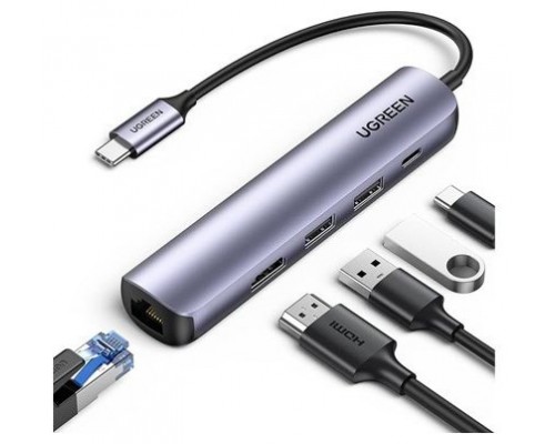 HUB UGREEN 5in1 USBC TO HDMI+3*USB 3.0 A+PD