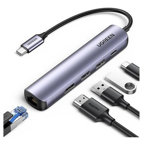 Ugreen 15596 base para portátil y replicador de puertos Alámbrico USB 3.2 Gen 1 (3.1 Gen 1) Type-A + Type-C Aluminio (Espera 4 dias)-SX5 Ugreen 15596 base para portátil y replicador de puertos Alámbrico USB 3.2 Gen 1 (3.1 Gen 1) Type-A + Type-C Aluminio (Espera 4 dias)