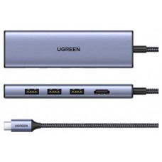 HUB UGREEN 6EN1 USB-C A HDMI + 3XUSB-A + SD/TF