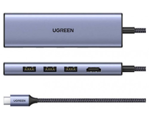 HUB UGREEN 6EN1 USB-C A HDMI + 3XUSB-A + SD/TF