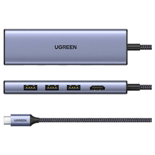 Ugreen 20956A hub de interfaz USB Tipo C 5000 Mbit/s Plata