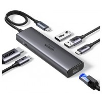 HUB UGREEN 6EN1 USB-C A HDMI+2XUSB-A+USB-C+RJ45+PD
