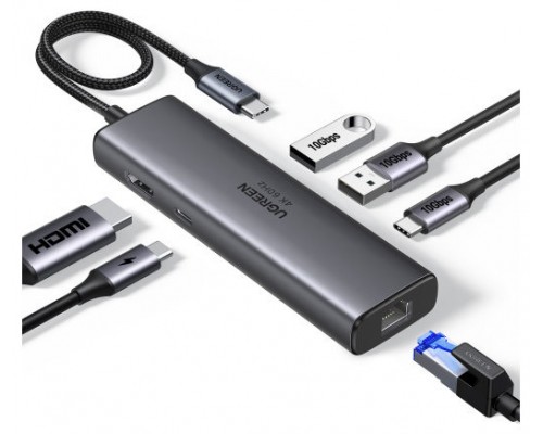 HUB UGREEN 6EN1 USB-C A HDMI+2XUSB-A+USB-C+RJ45+PD
