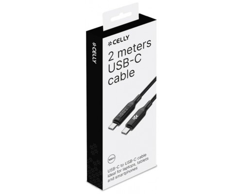 Celly Cable UsbC-UsbC2  2Mt Led BK 100w