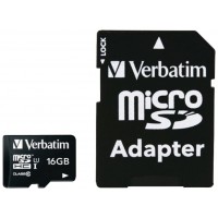 VERBATIM MICRO SDHC 16GB CLASS 10 CARD W/ADAPTER