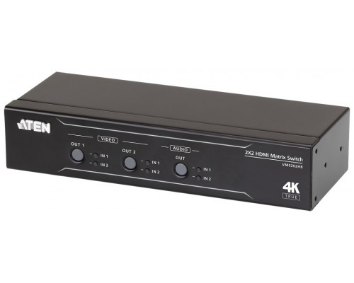 ATEN Switch de matriz HDMI 4K real 2 x 2 con desincrustador de audio
