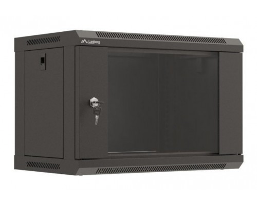 ARMARIO LANBERG MURAL RACK 19" 6U 540X350 FLAT PACK NEGRO PUERTA CRISTAL