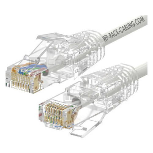 WP CAT 6A U-UTP SLIM PATCH CABLE LENGTH 1 M, AWG 28/7, CU, LS0H, 50U GOLD-PLATED PINS, COLOR WHITE
